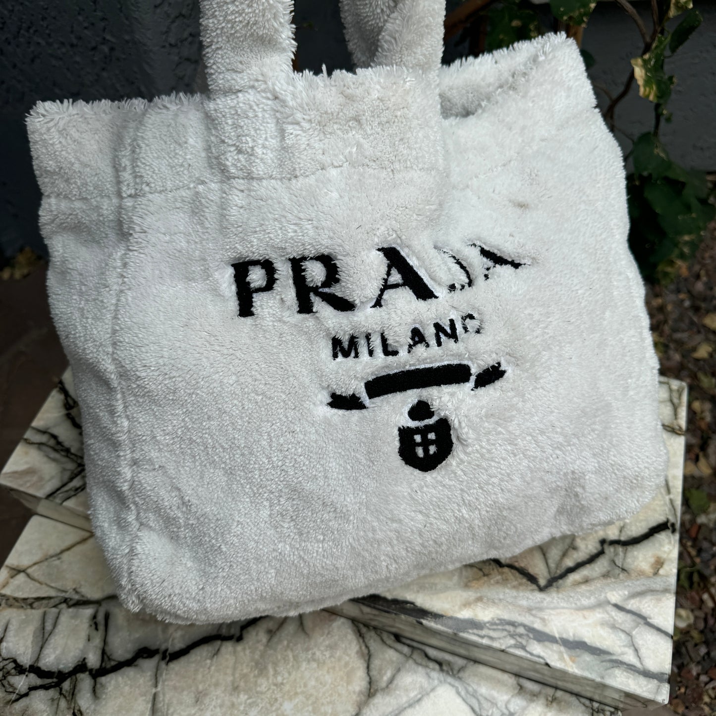 Prada Logo Terry Cloth Tote