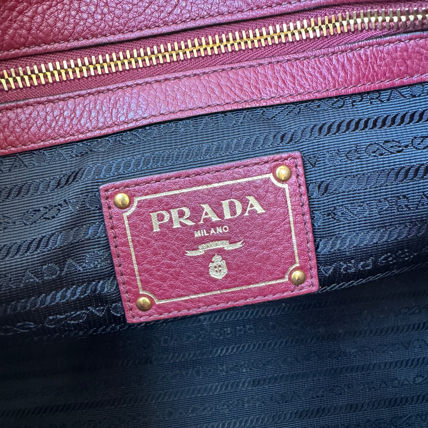 Prada Embossed Logo Leather Shoulder Bag