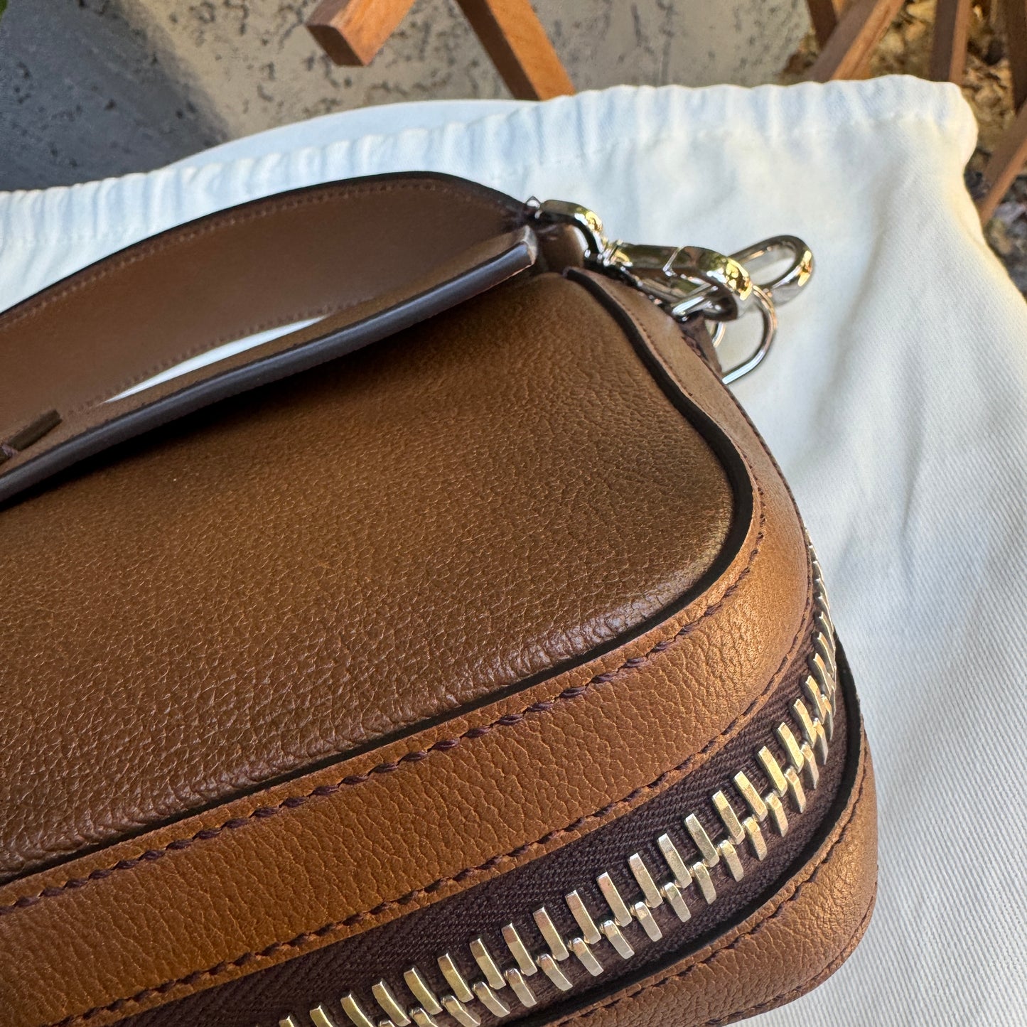 Fendi Leather Baguette Zipper Crossbody