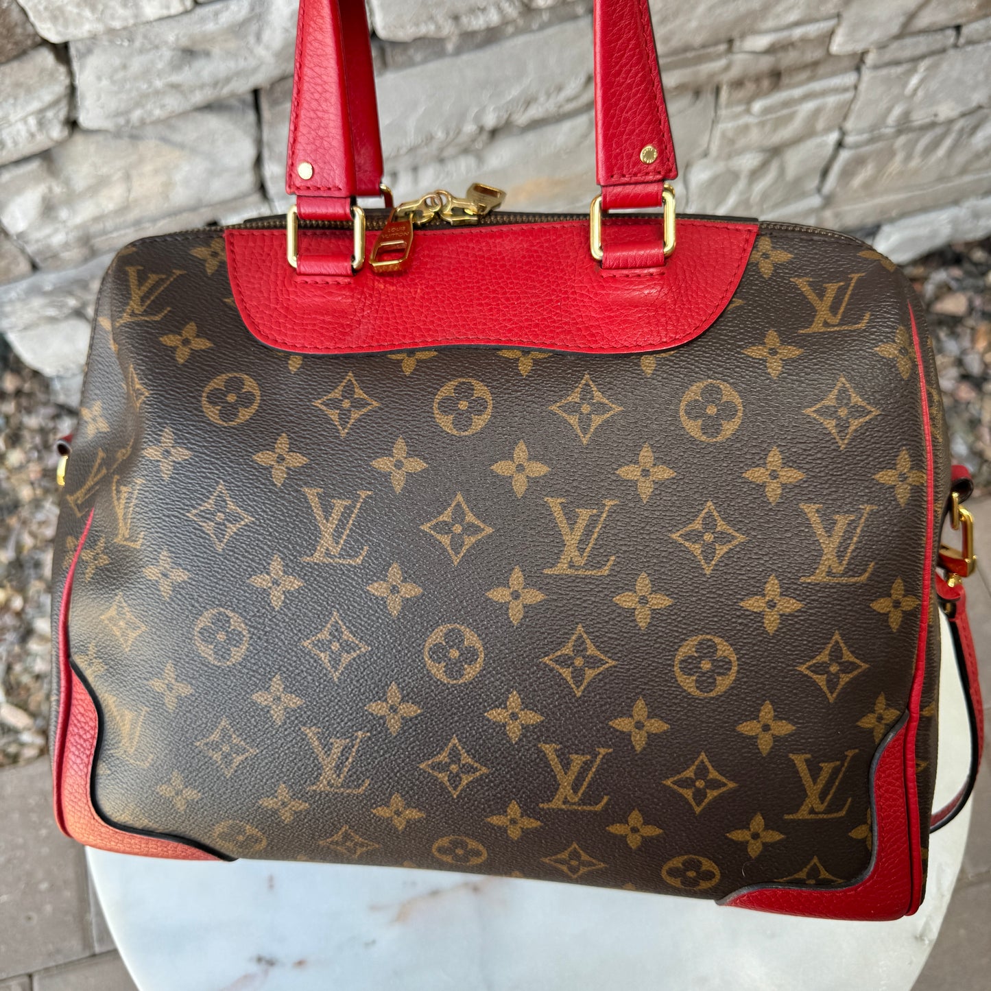 Louis Vuitton Leather and Monogram Canvas Retiro NM