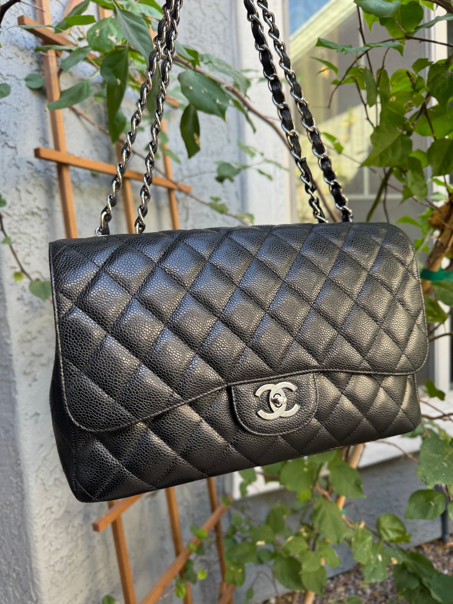 Chanel Caviar Leather Jumbo Single Flap Shoulder Bag