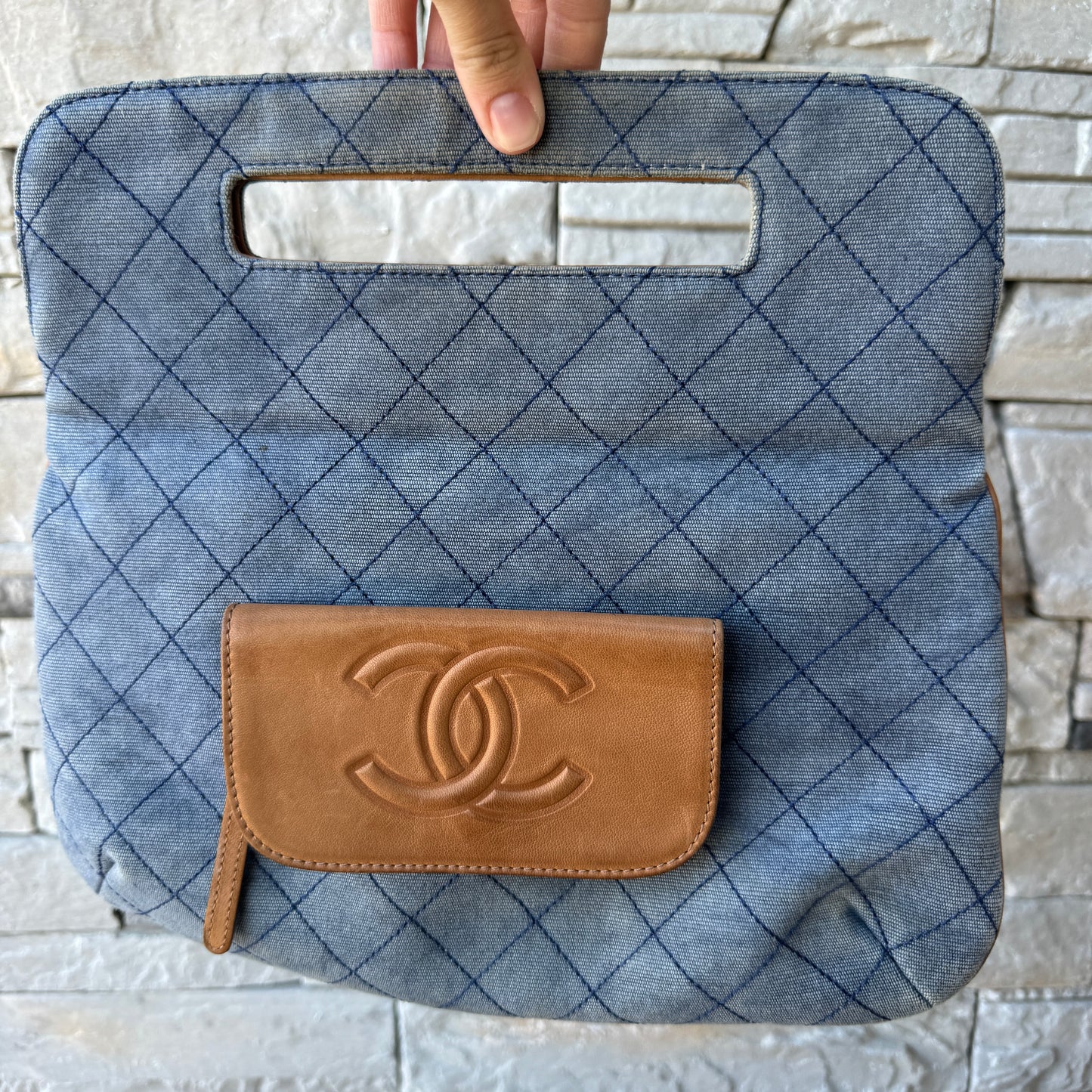 Chanel Denim and Leather 2 Way Clutch