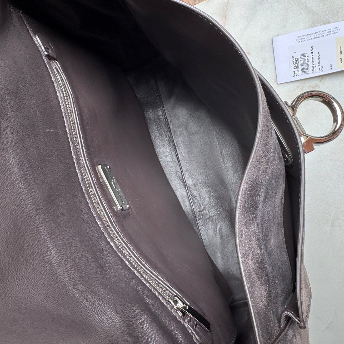 Ferragamo Suede and Python Shoulder Bag