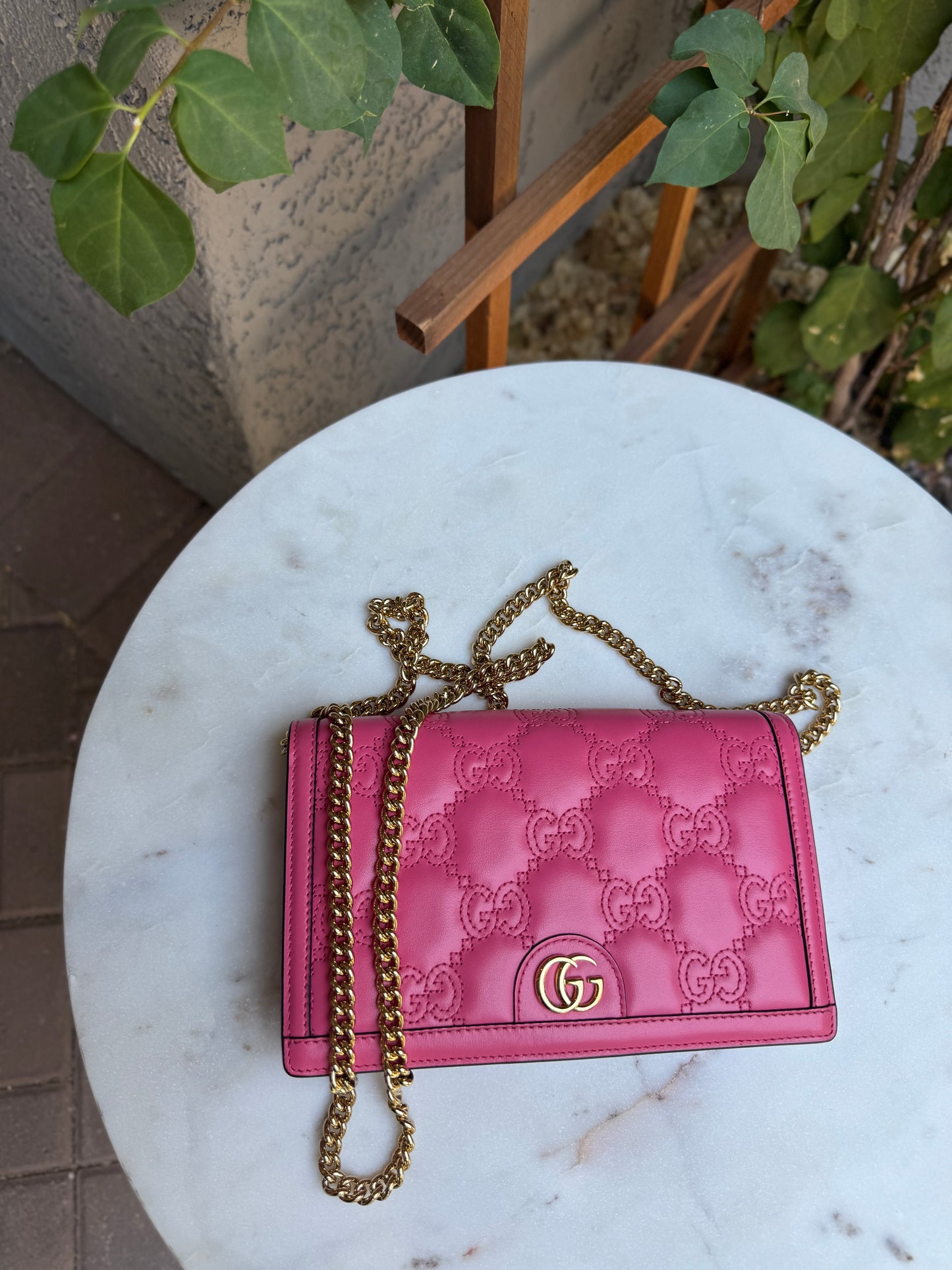Gucci GG Matelassé Chain Wallet WOC Crossbody