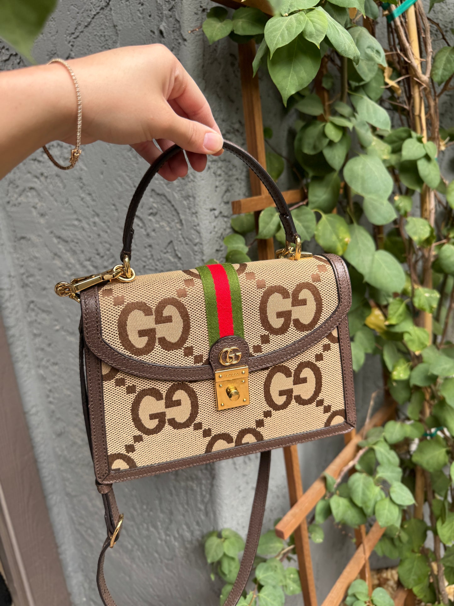 Gucci Ophidia Jumbo Monogram Top Handle Crossbody