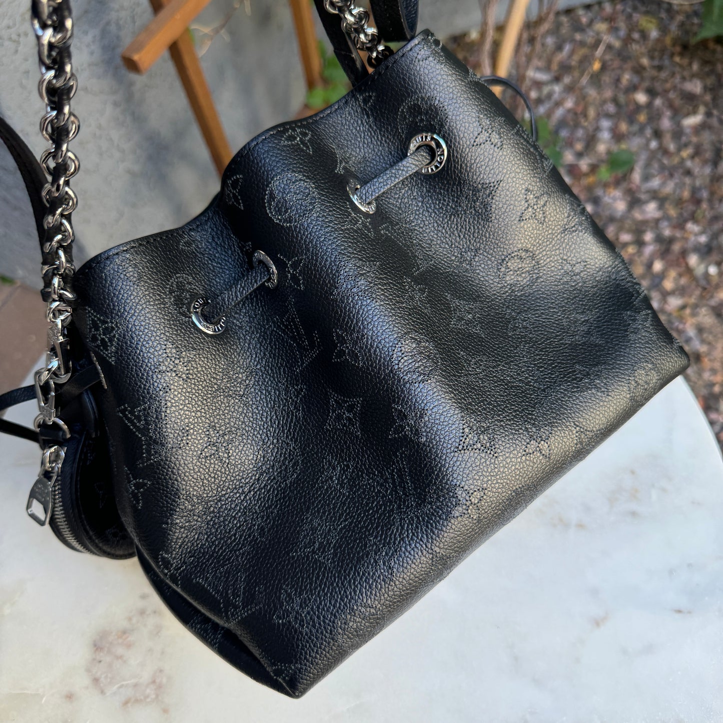 Louis Vuitton Bella Perforated Mahina Monogram Calf Leather Bucket Bag