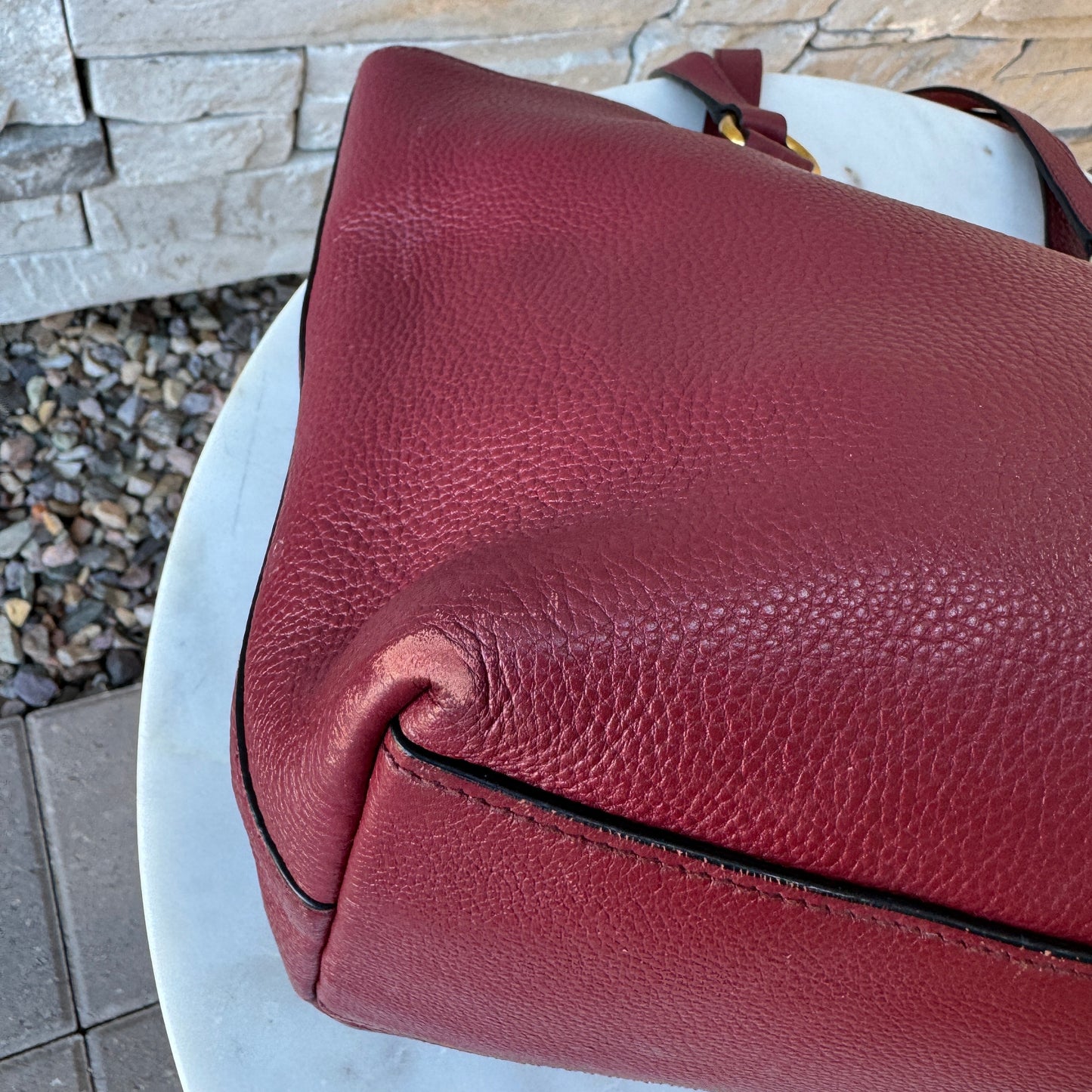 Prada Embossed Logo Leather Shoulder Bag