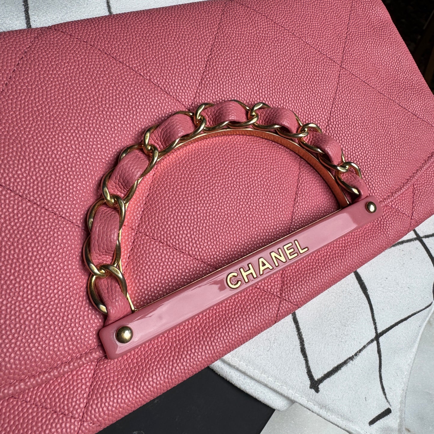 Chanel A Real Catch Caviar Leather Clutch