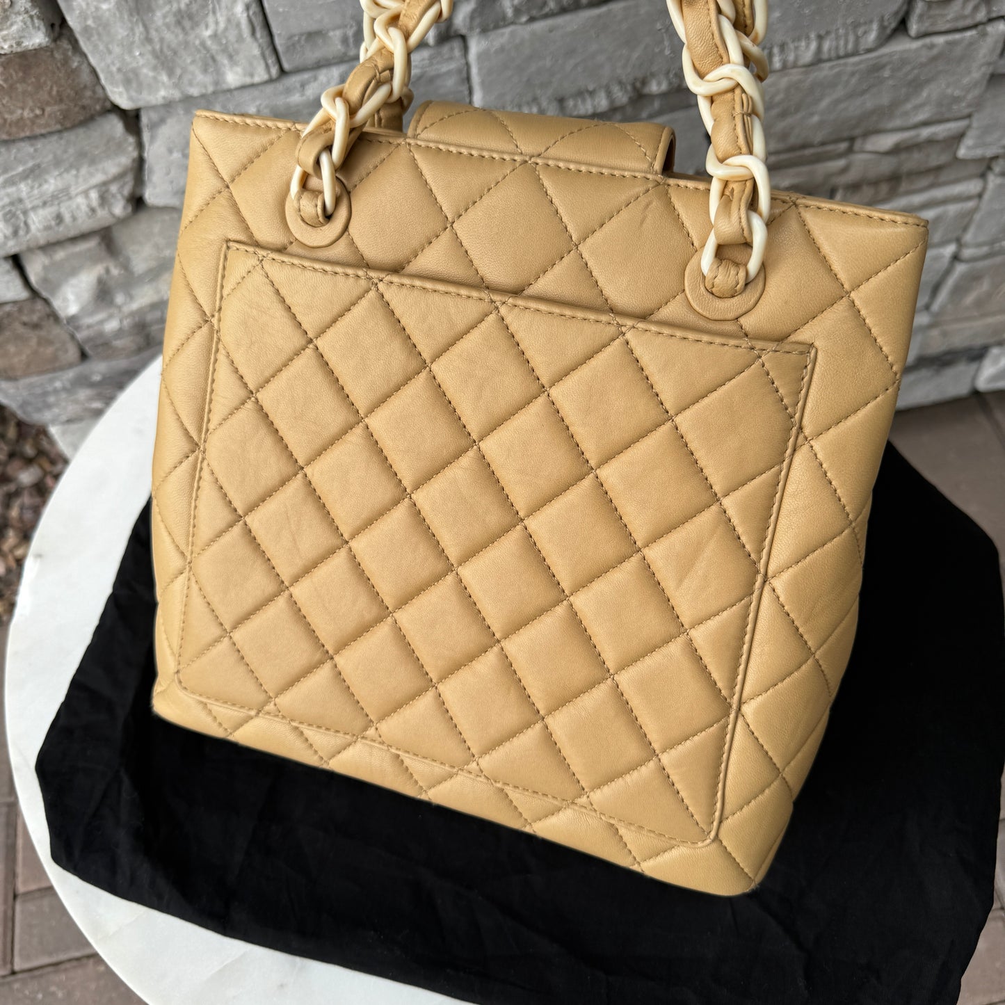 Chanel Vintage Quilted Lambskin and Resin Chain Shoulder Bag