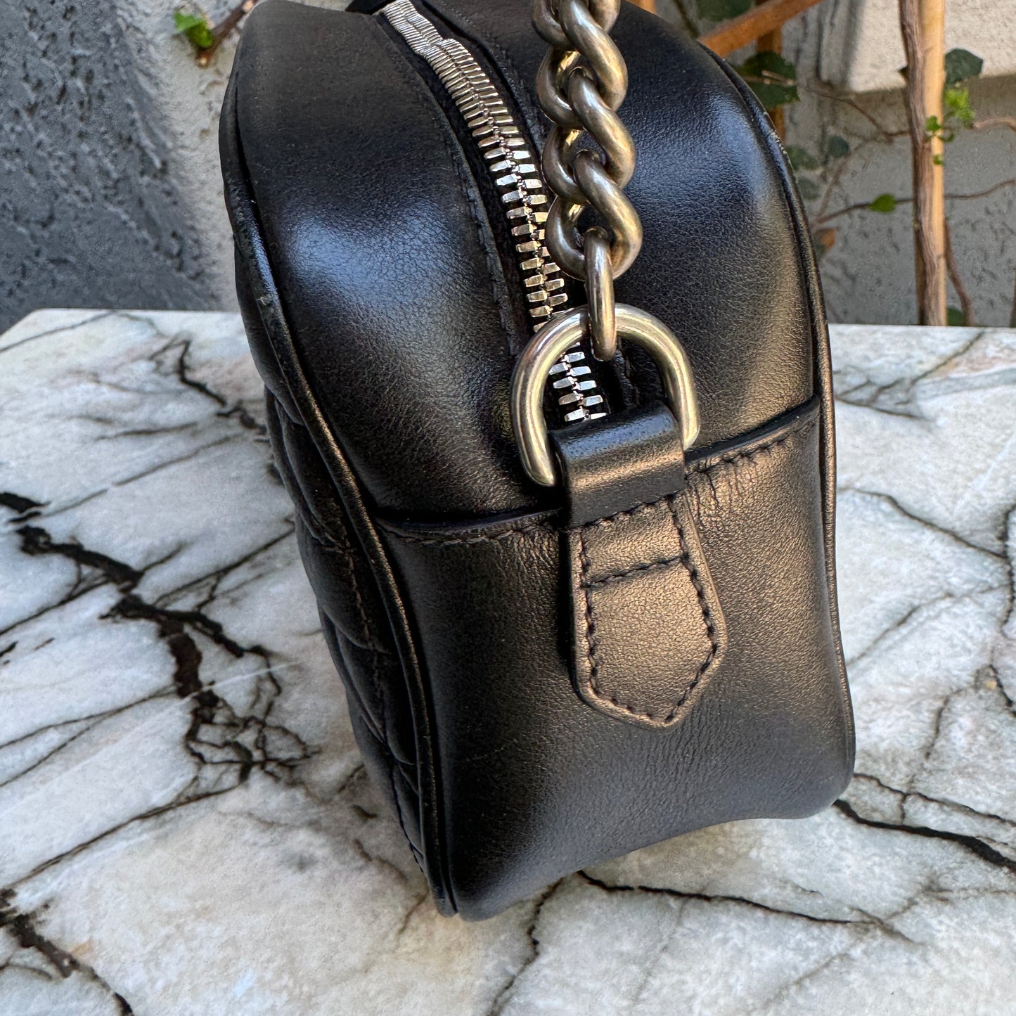 Gucci Calfskin Matelasse Aria Small GG Marmont Chain Shoulder Bag