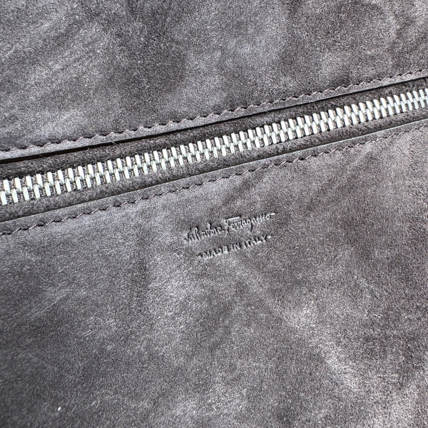 Ferragamo Suede and Python Shoulder Bag