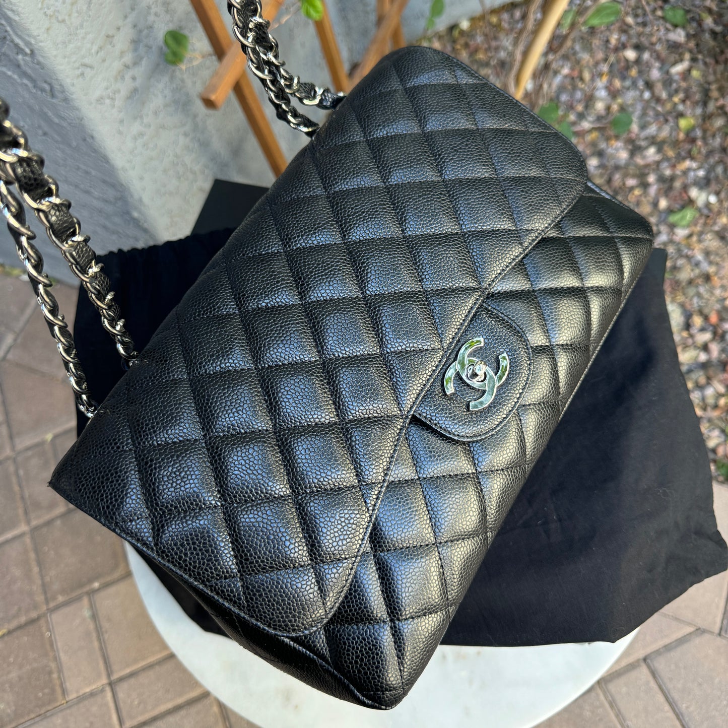 Chanel Caviar Leather Jumbo Single Flap Shoulder Bag
