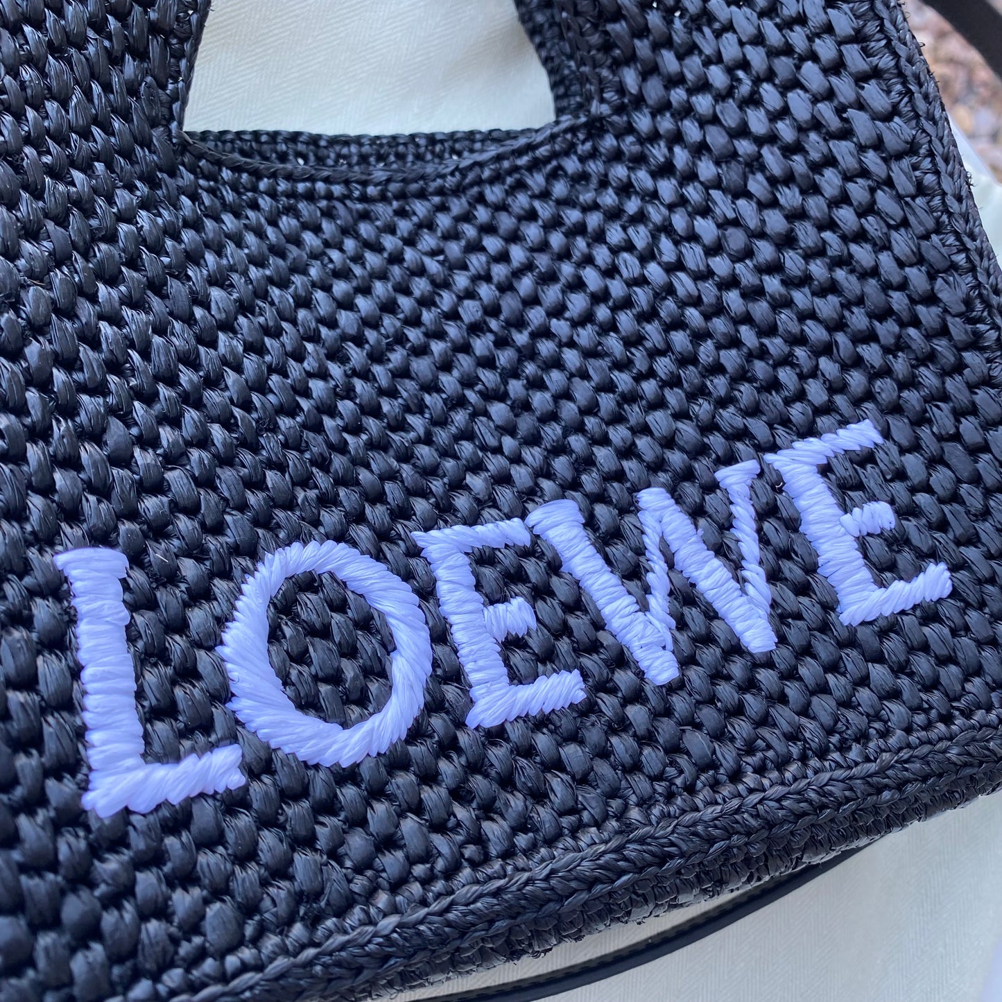 Loewe Mini Raffia Font Tote Crossbody