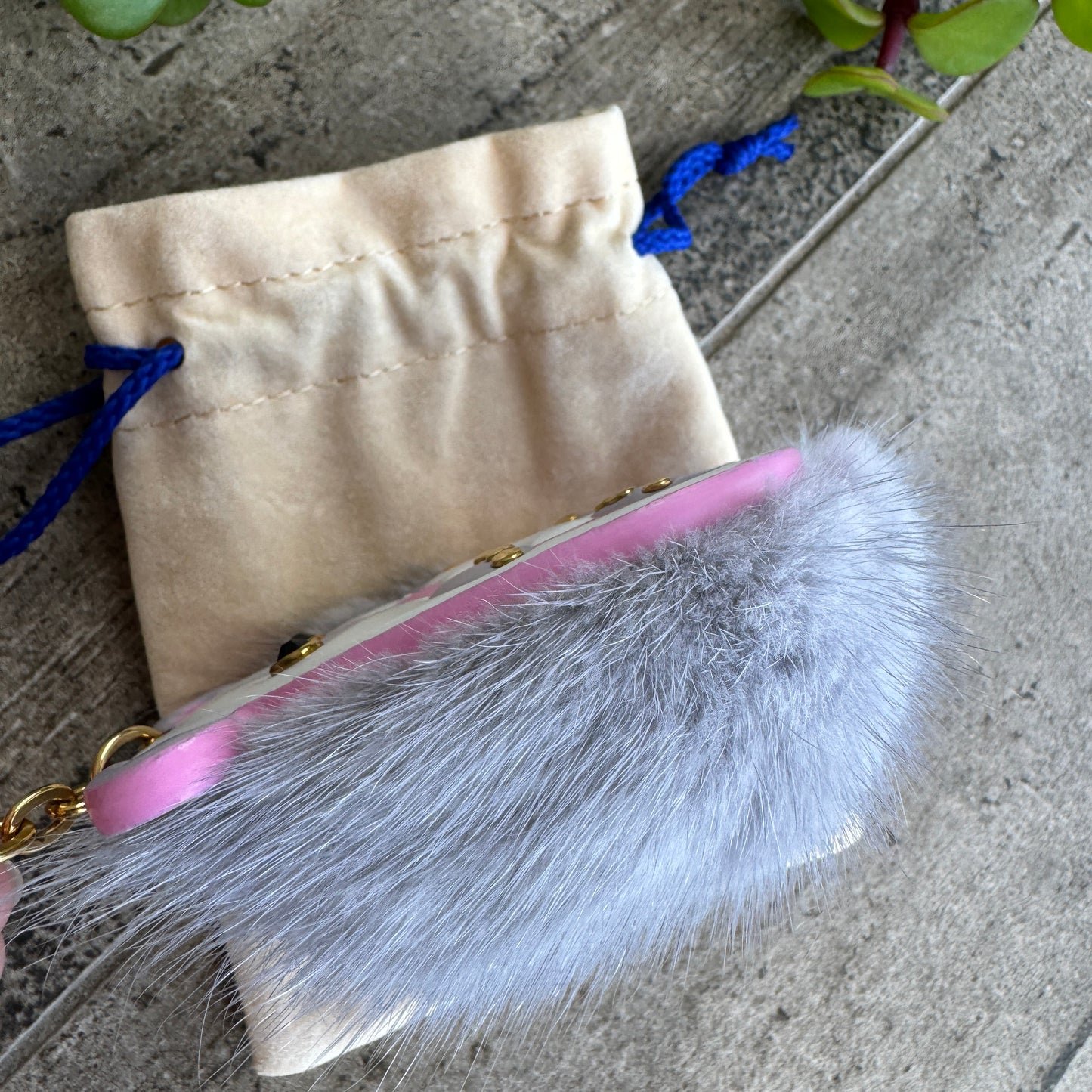 Louis Vuitton Porto Cle Hedgehog Keychain Mink Fur and Leather Bag Charm