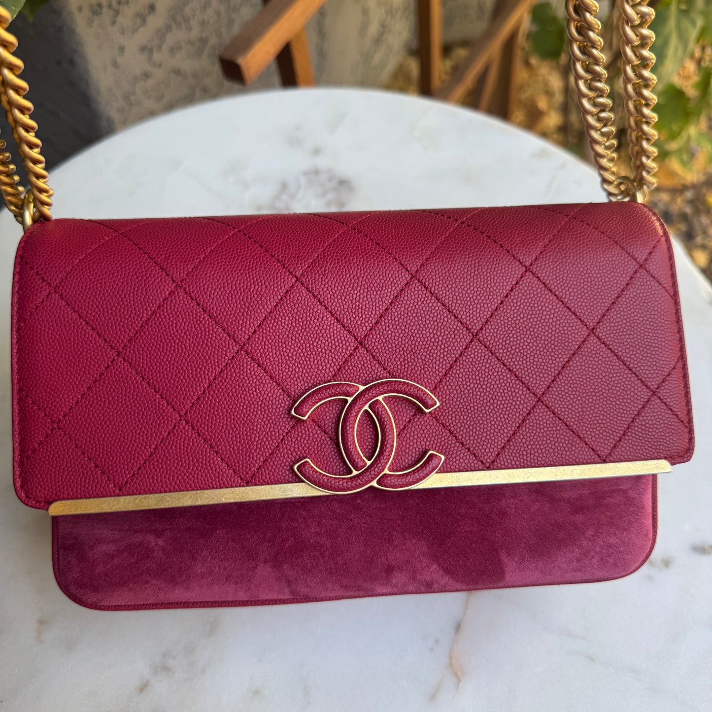 Chanel Lady Coco Caviar & Suede Leather WOC Crossbody