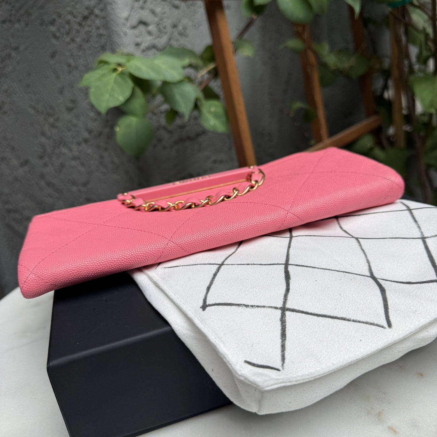 Chanel A Real Catch Caviar Leather Clutch