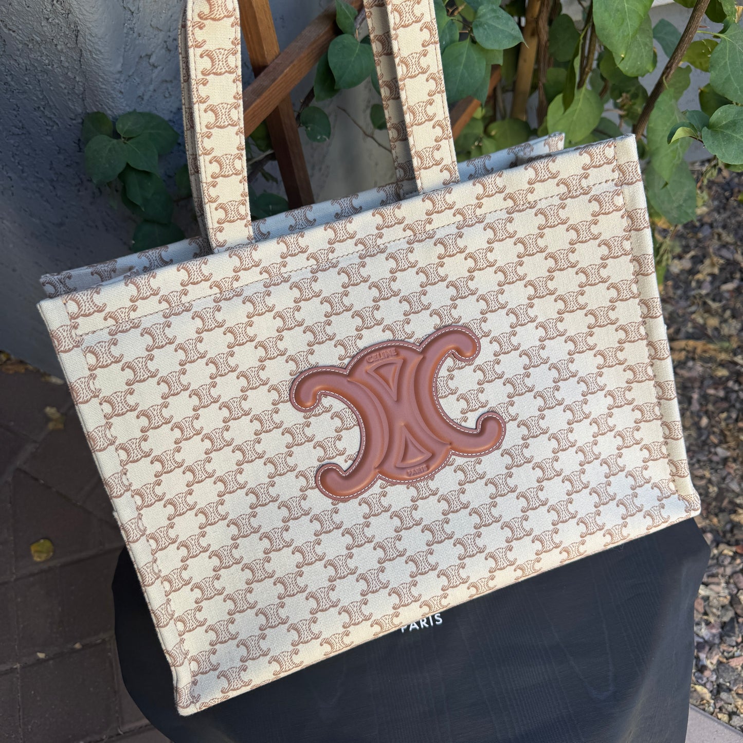 Celine Large Cabas Thais Triomphe Canvas Print Tote