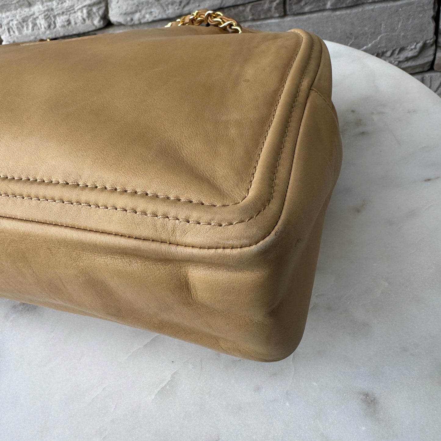 Chanel Vintage CC Chain Leather Shoulder Bag