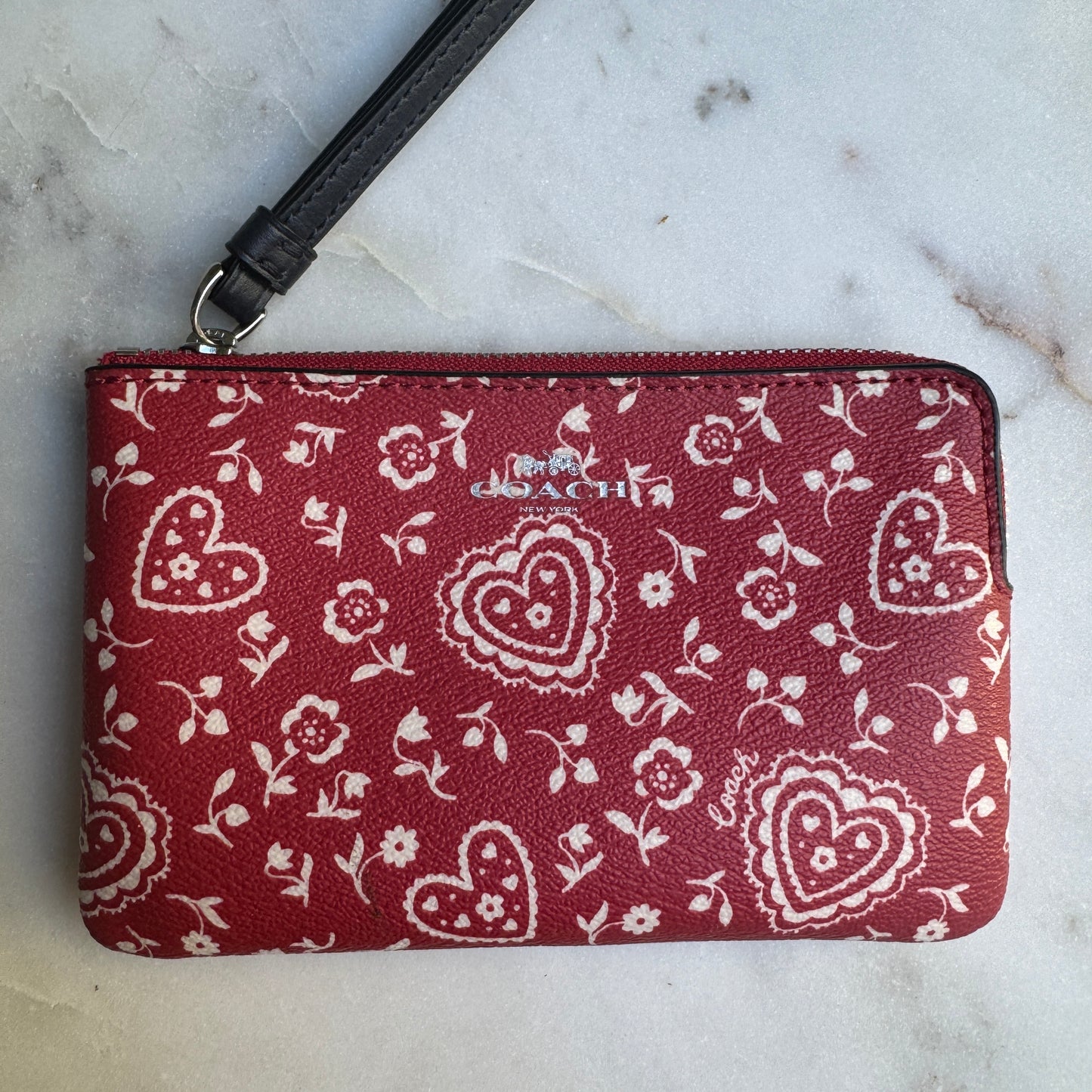 Coach Paisley Bandana Leather Wristlet Wallet