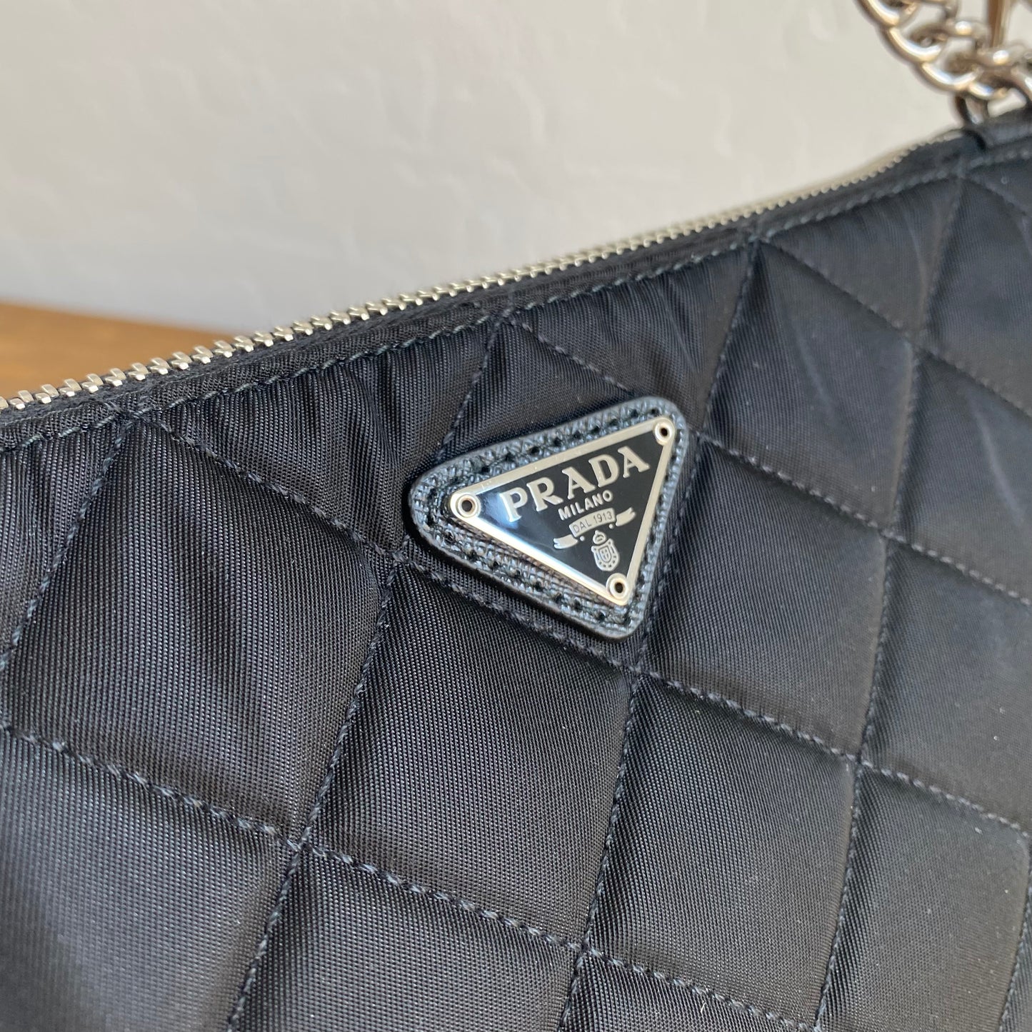 Prada Nylon Quilted Convertible Pochette Chain Crossbody