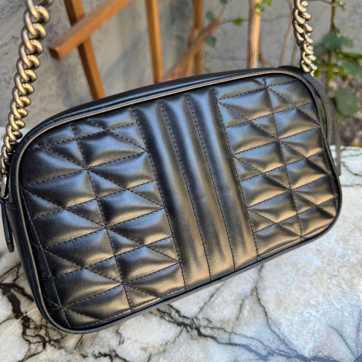 Gucci Calfskin Matelasse Aria Small GG Marmont Chain Shoulder Bag