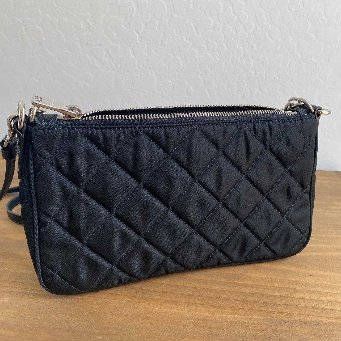 Prada Nylon Quilted Convertible Pochette Chain Crossbody