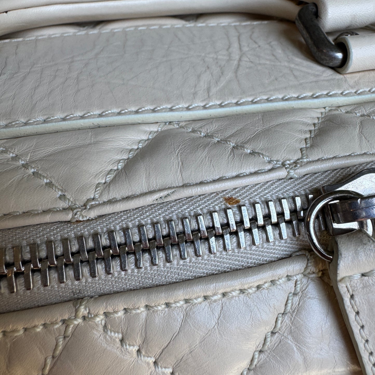 Chanel Bone Quilted Leather Travel Carry-On Duffle Bag