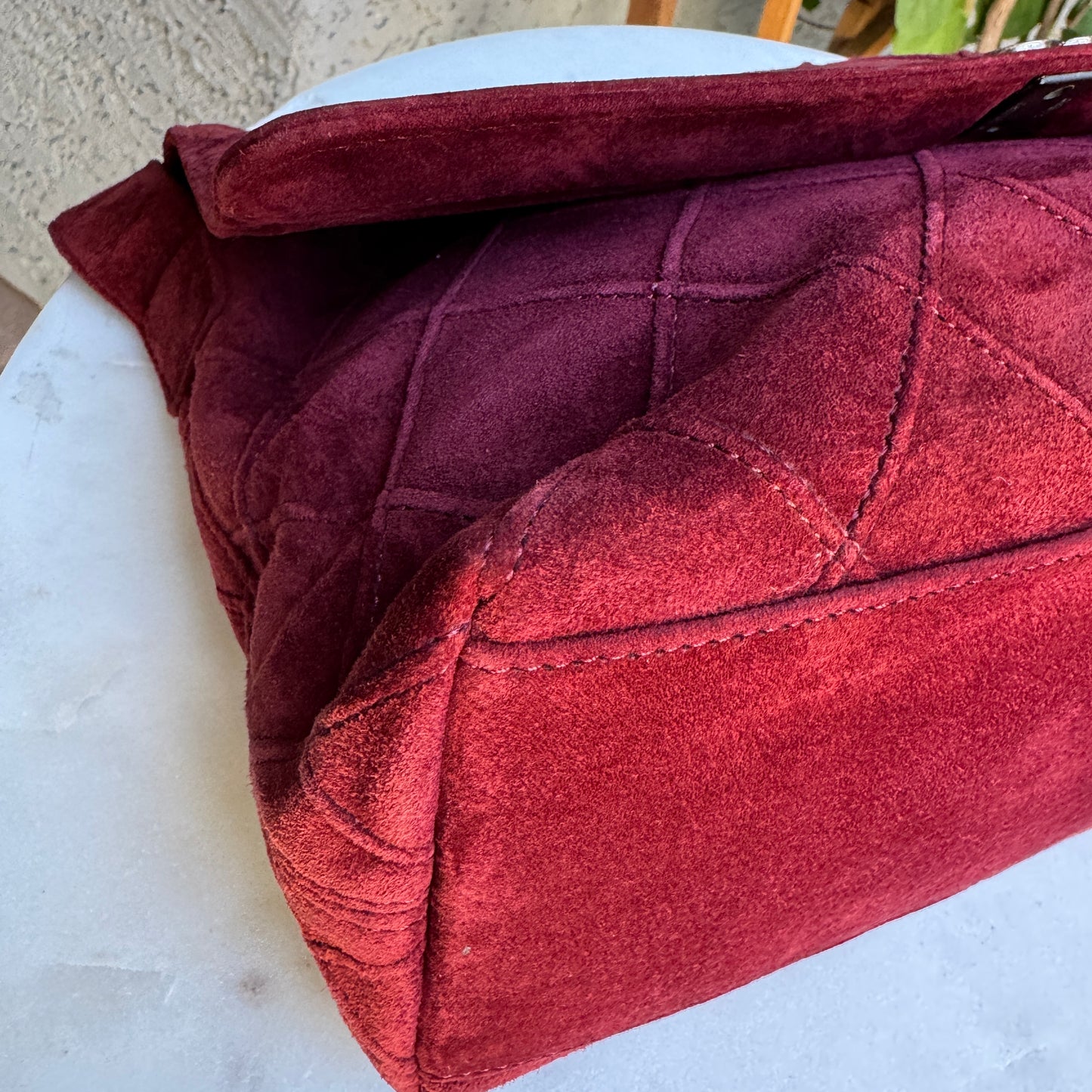 Chanel Suede Diamond Quilted Single Flap Vintage Shoulder Bag