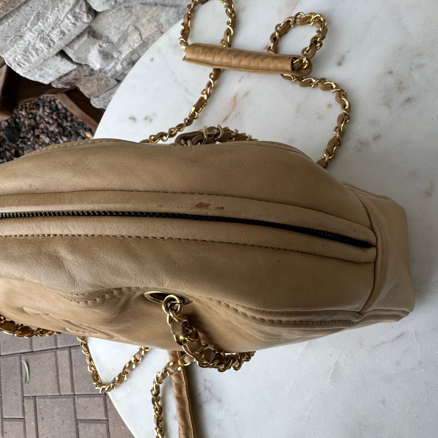 Chanel Vintage CC Chain Leather Shoulder Bag
