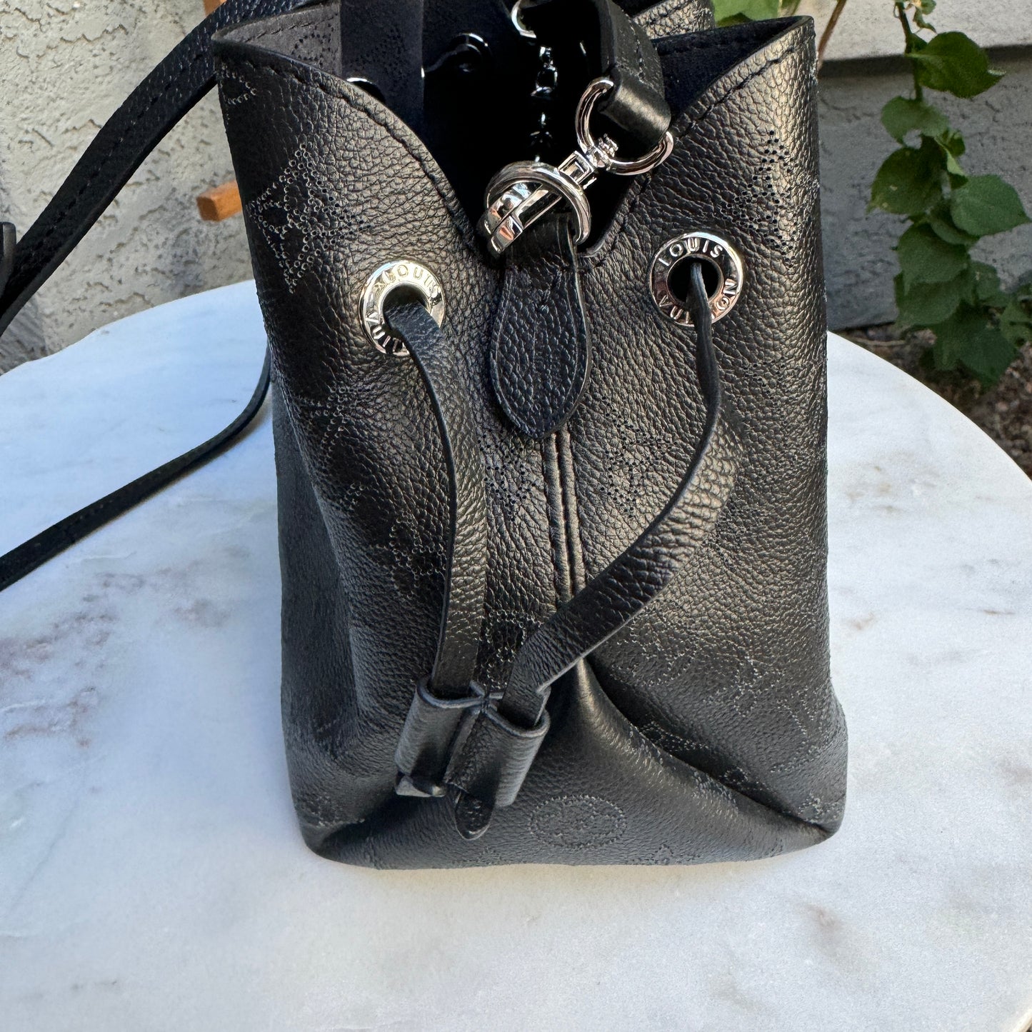 Louis Vuitton Bella Perforated Mahina Monogram Calf Leather Bucket Bag