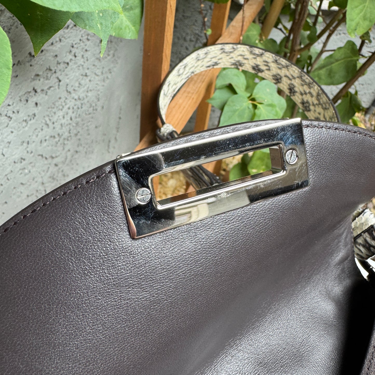 Ferragamo Suede and Python Shoulder Bag