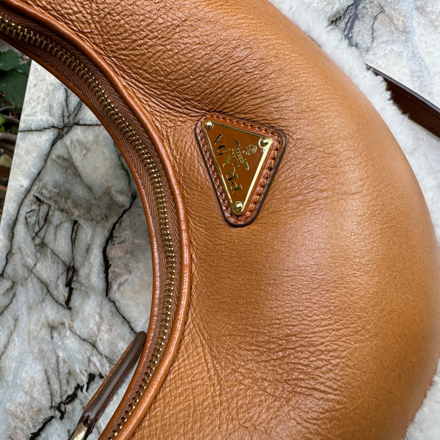 Prada Arqué Small Shearling Shoulder Bag