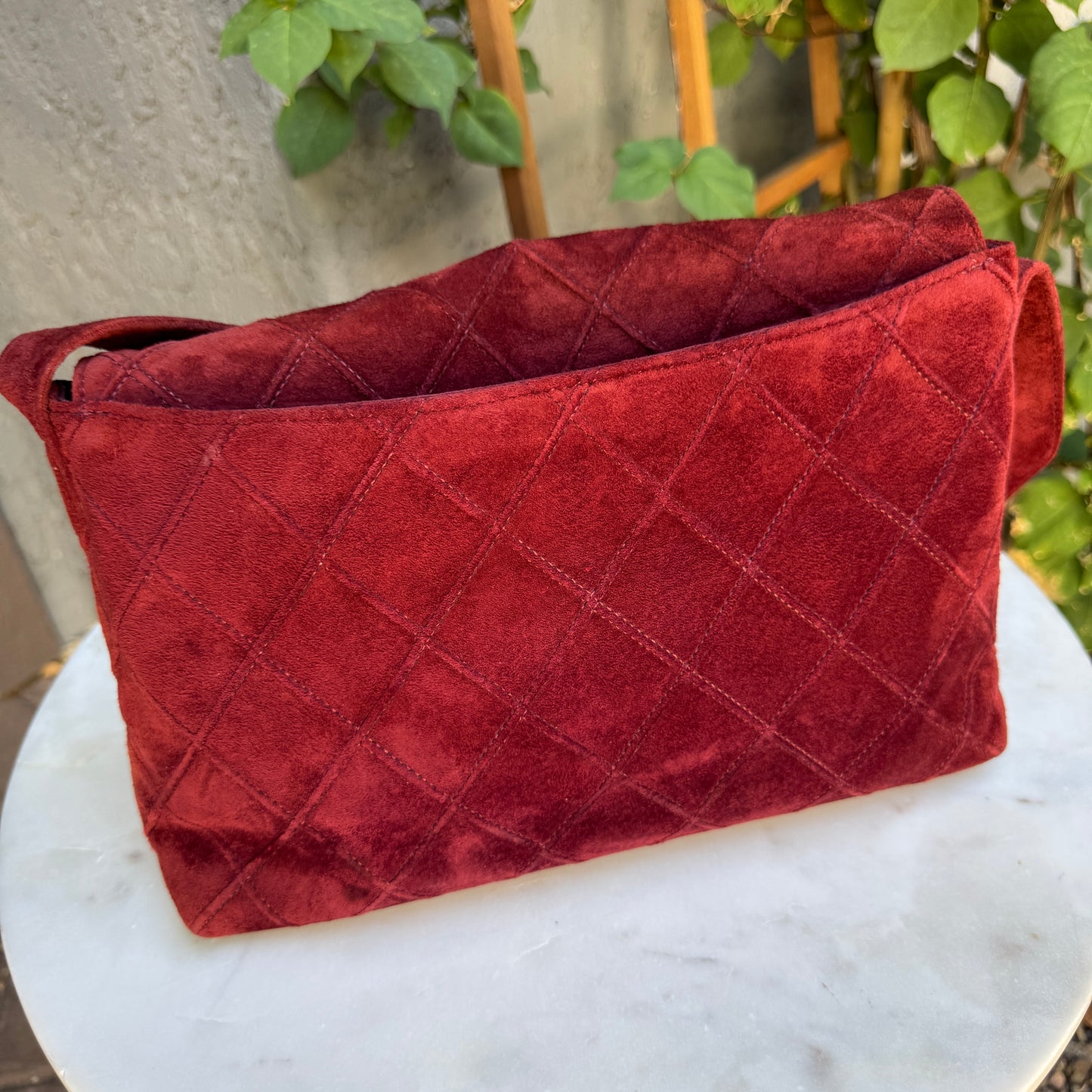 Chanel Suede Diamond Quilted Single Flap Vintage Shoulder Bag