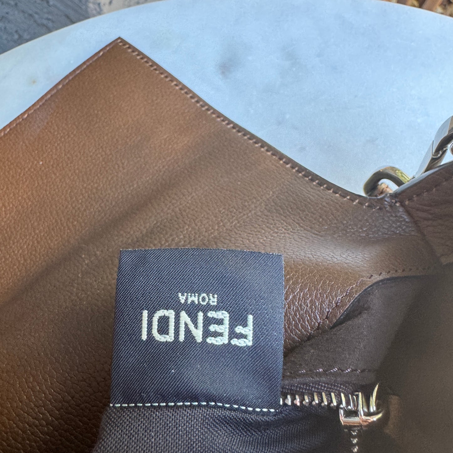 Fendi Leather Baguette Zipper Crossbody
