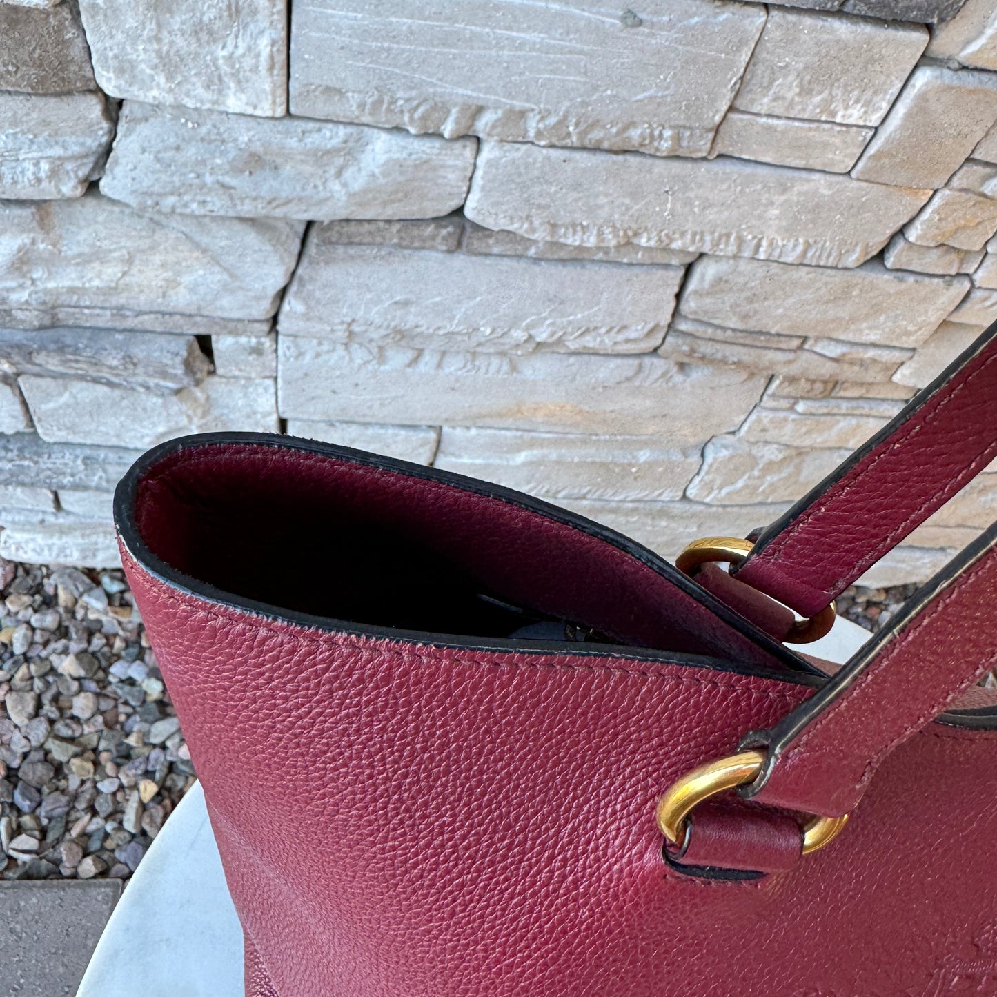 Prada Embossed Logo Leather Shoulder Bag
