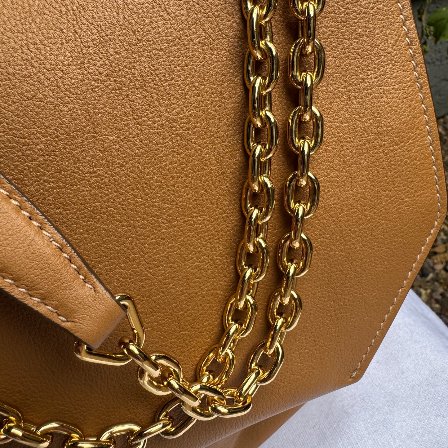 Prada Doux Extra Large Caramel Leather Shoulder Bag