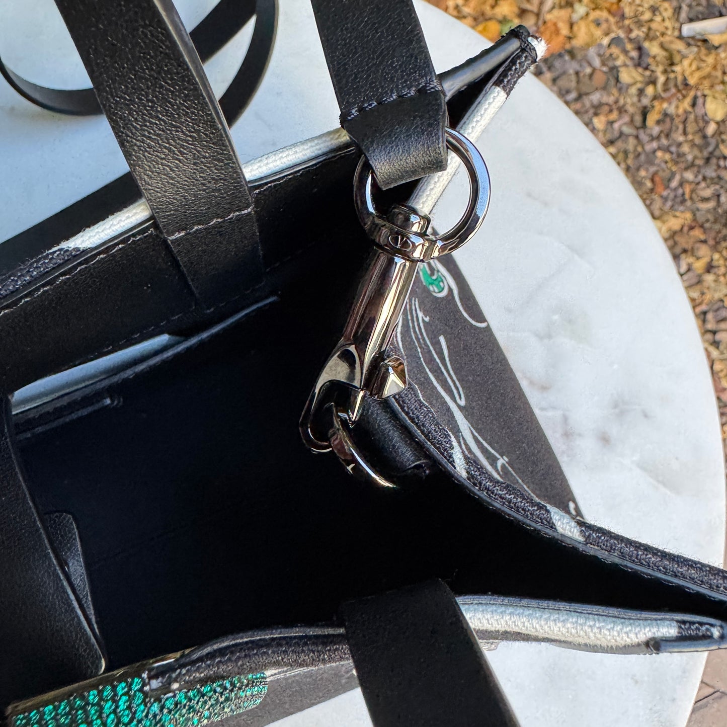 Valentino Garavani Canvas Panther Calfskin Crystal Small Vlogo Signature Tote