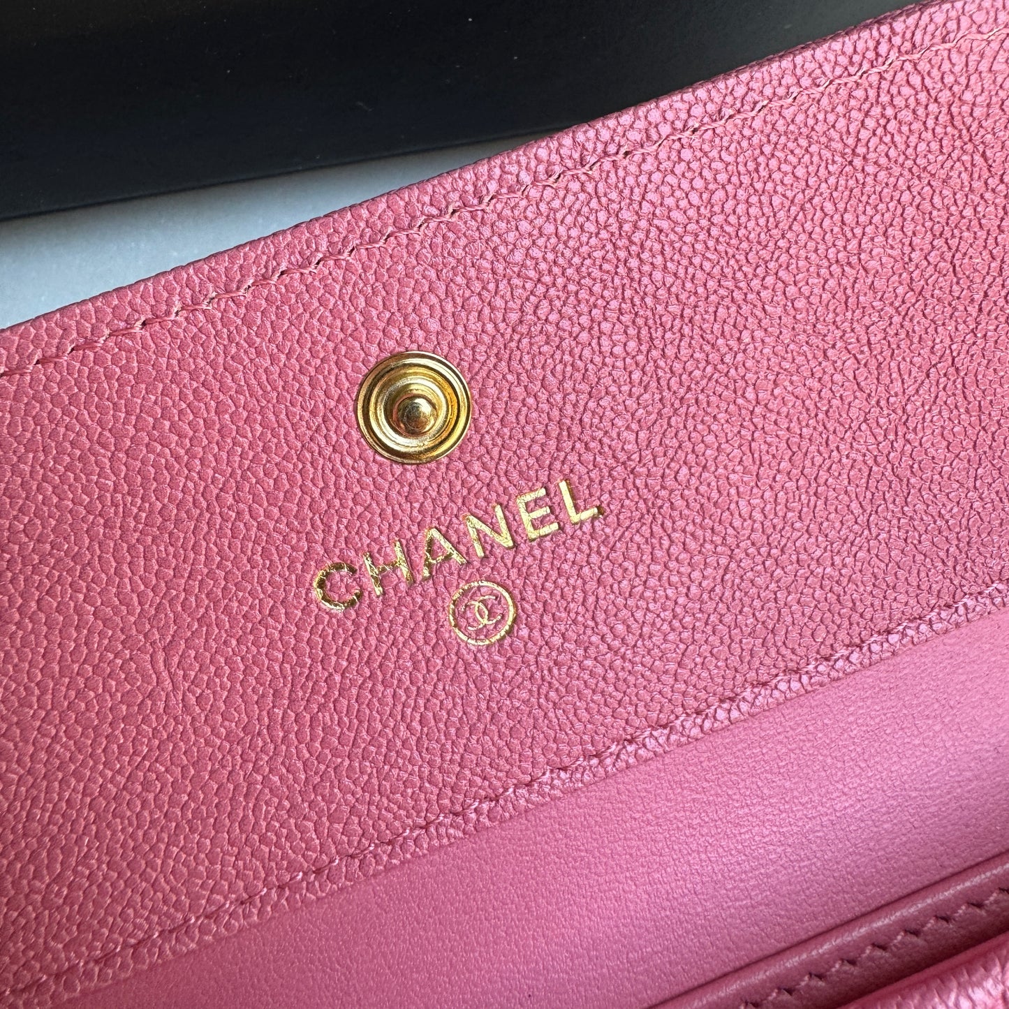 Chanel Boy Caviar Leather Chevron Wallet