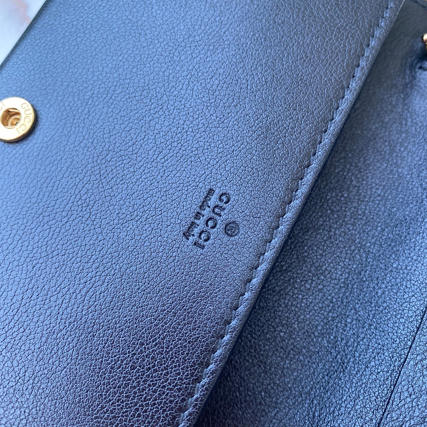 Gucci Full Flap Wallet on Chain GG Embossed Leather Crossbody