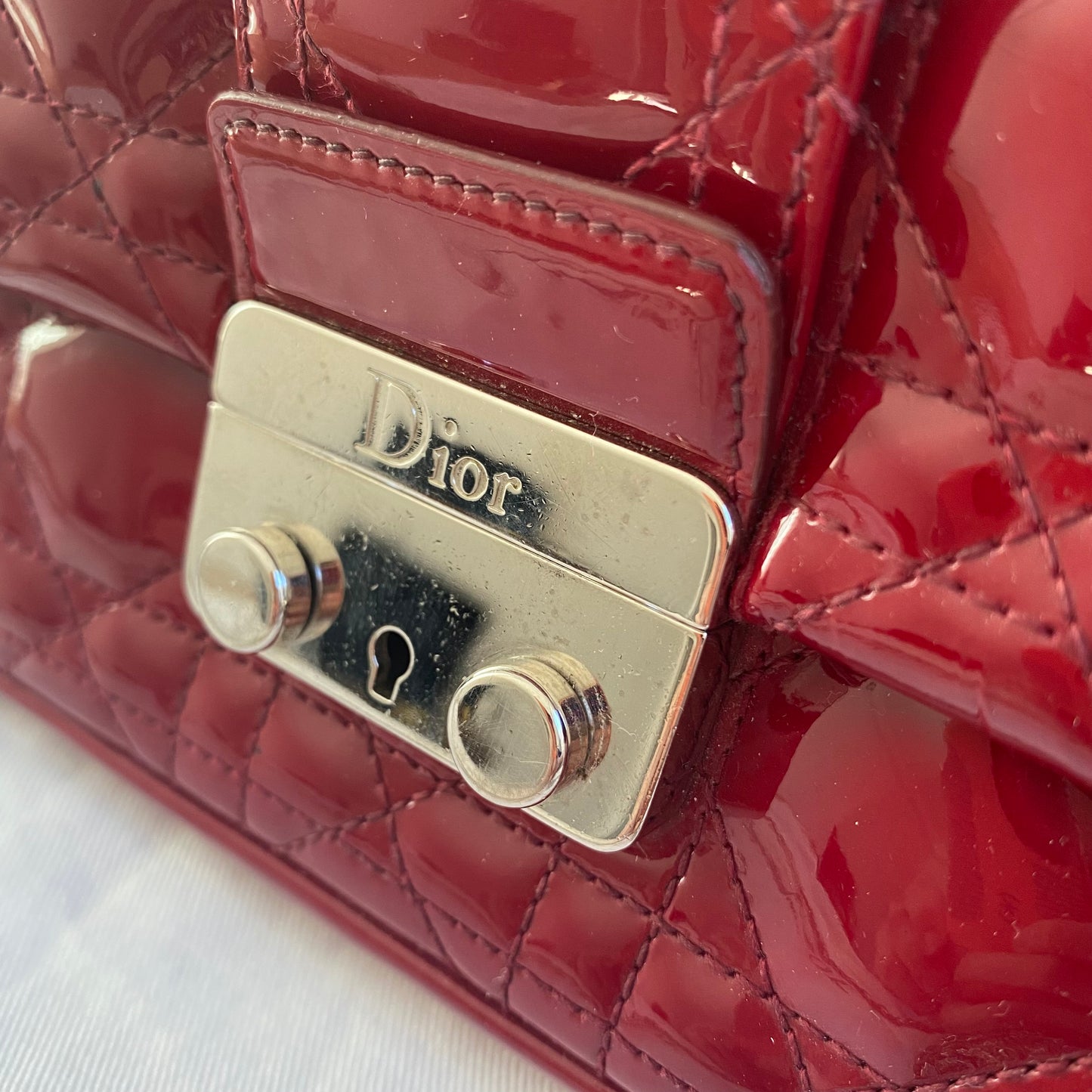 Dior Patent Leather Cannage Miss Dior Wallet on Chain Crossbody