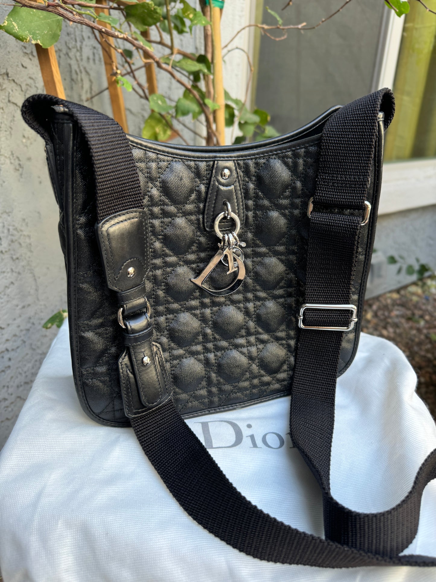 Christian Dior Panarea Cannage Quilt Canvas Crossbody