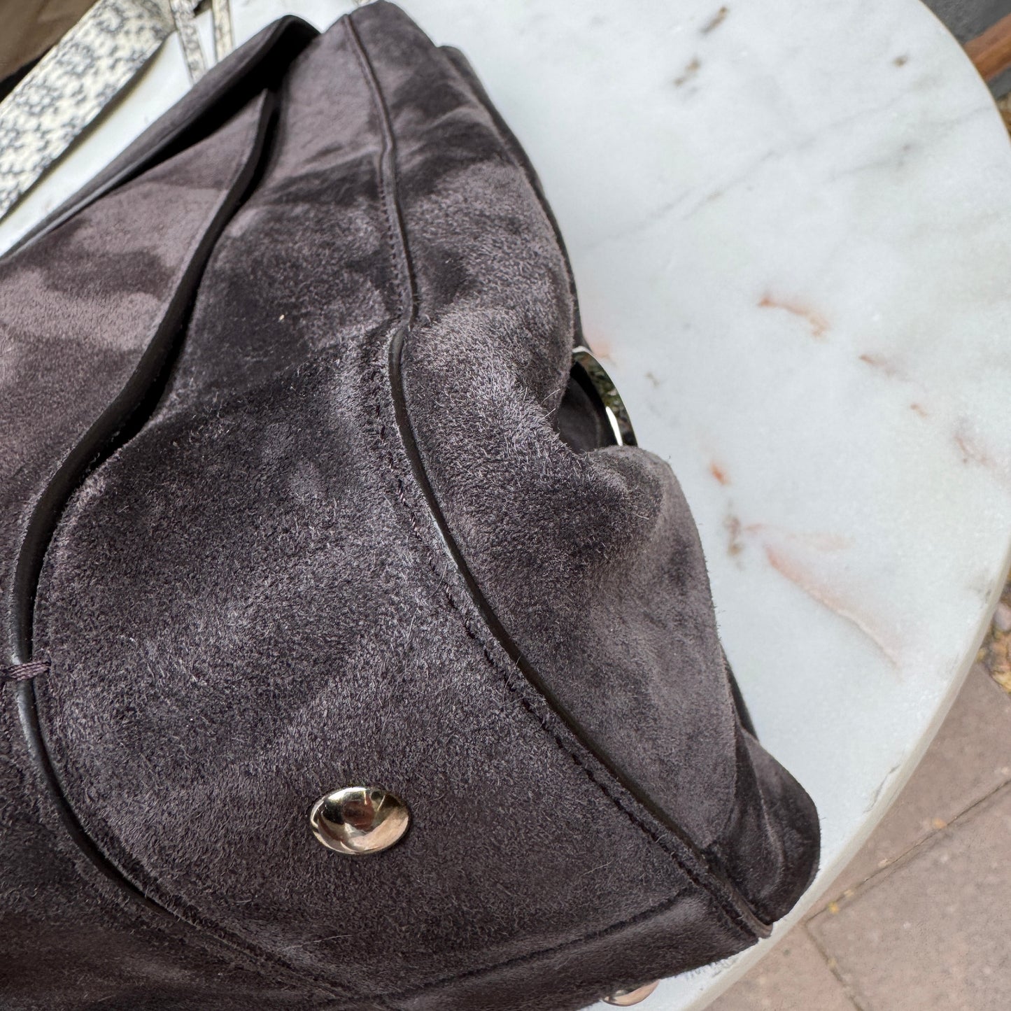 Ferragamo Suede and Python Shoulder Bag