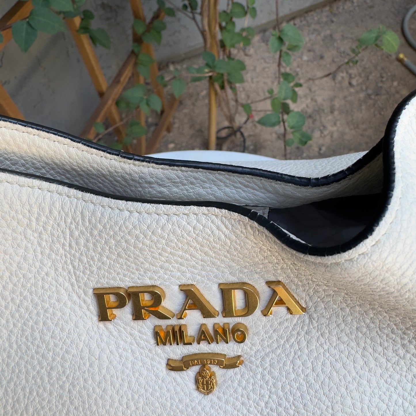 Prada Vitello Daino Phenix Nylon Web Stripe Crossbody