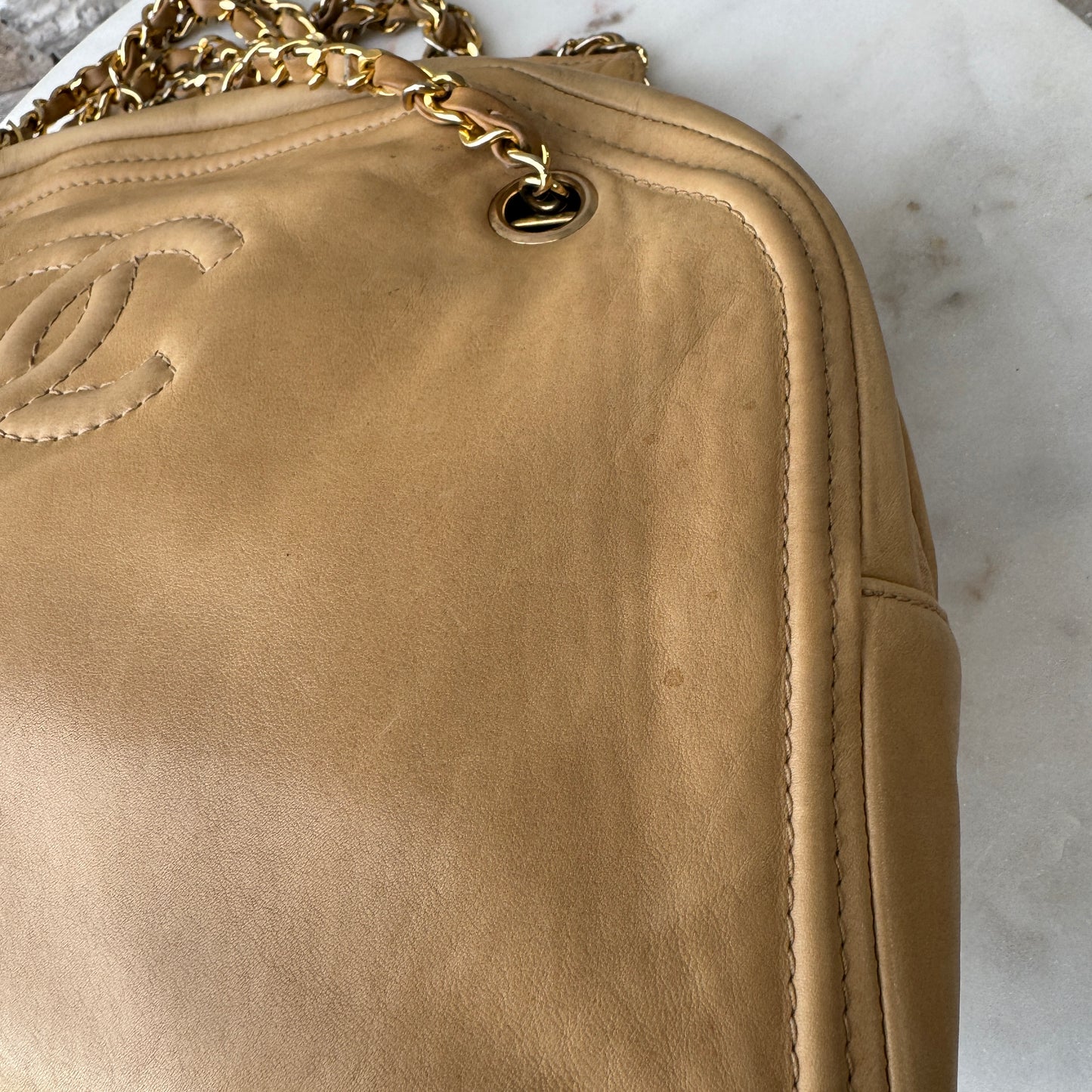 Chanel Vintage CC Chain Leather Shoulder Bag
