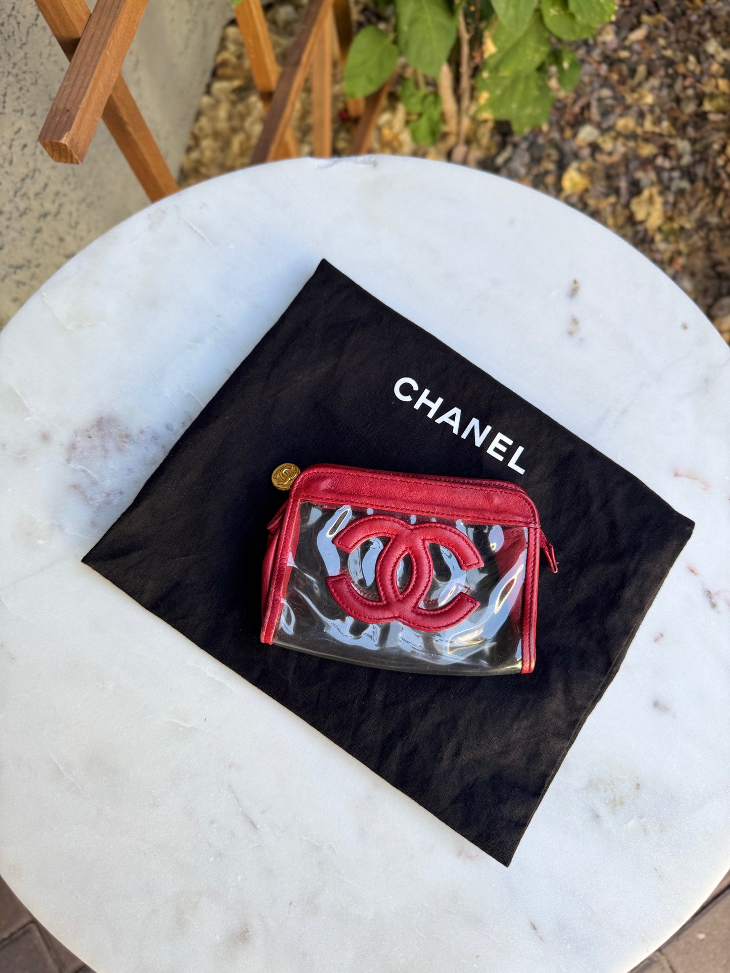Chanel 90s Vintage CC Lambskin Vinyl Cosmetic Pouch
