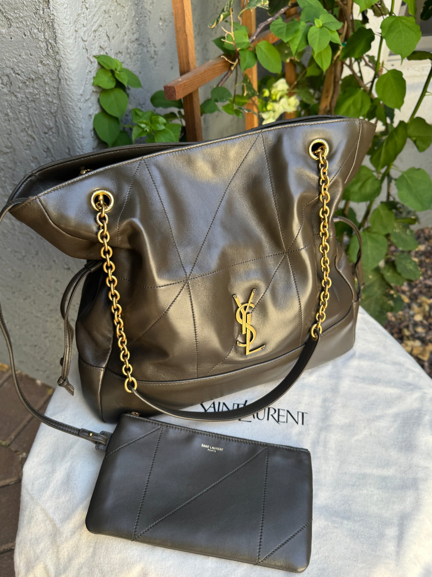 Saint Laurent Jamie Lambskin Leather Shopping Tote