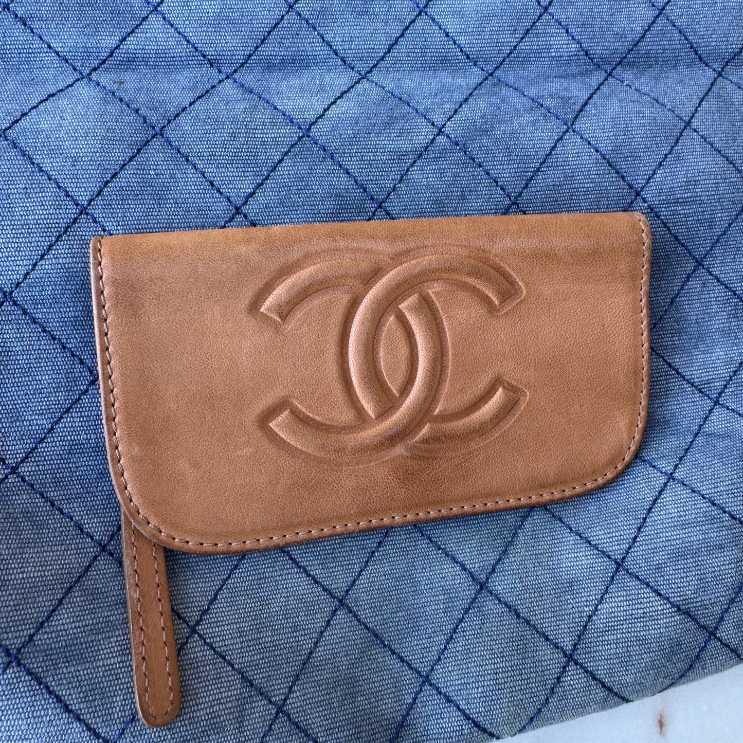 Chanel Denim and Leather 2 Way Clutch