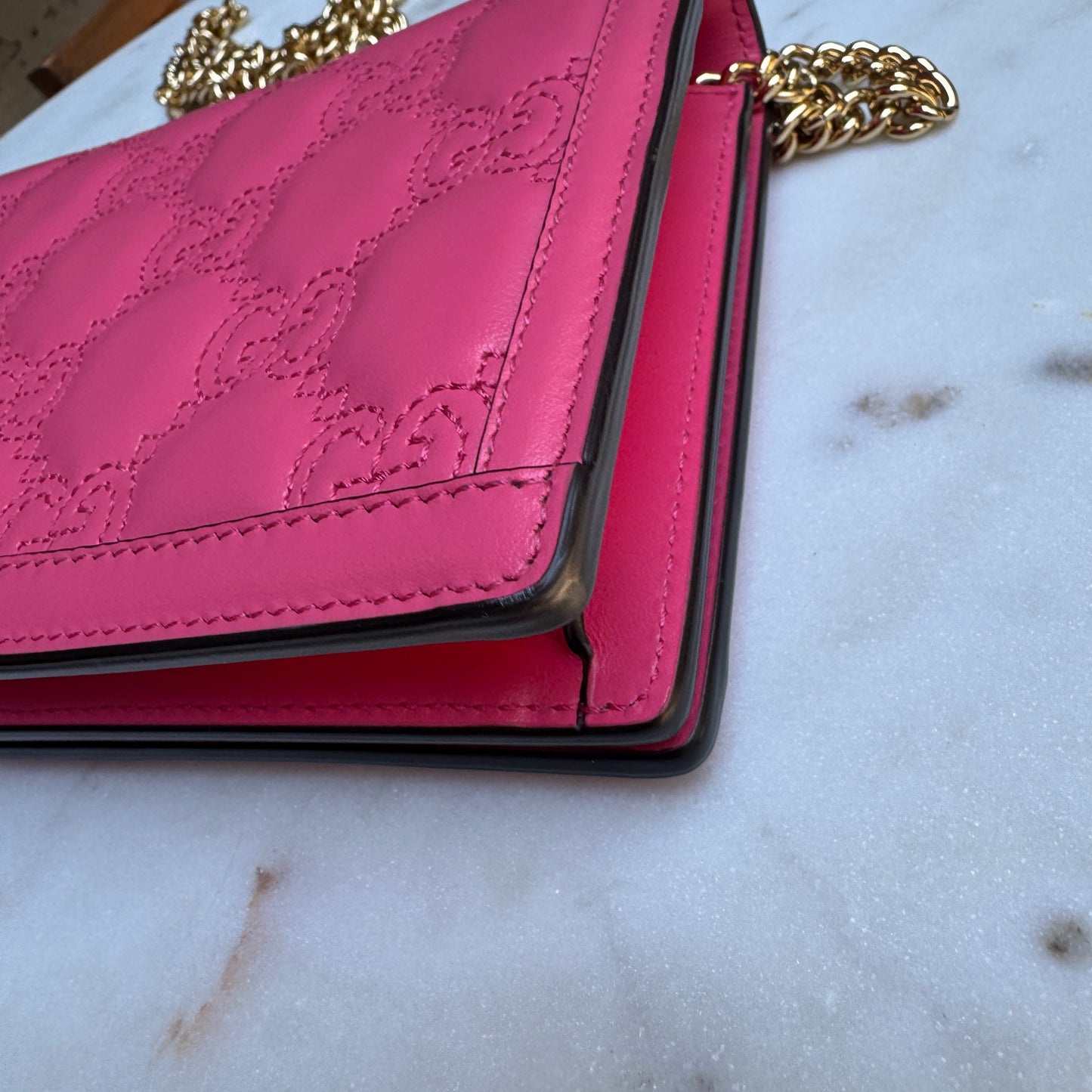 Gucci GG Matelassé Chain Wallet WOC Crossbody