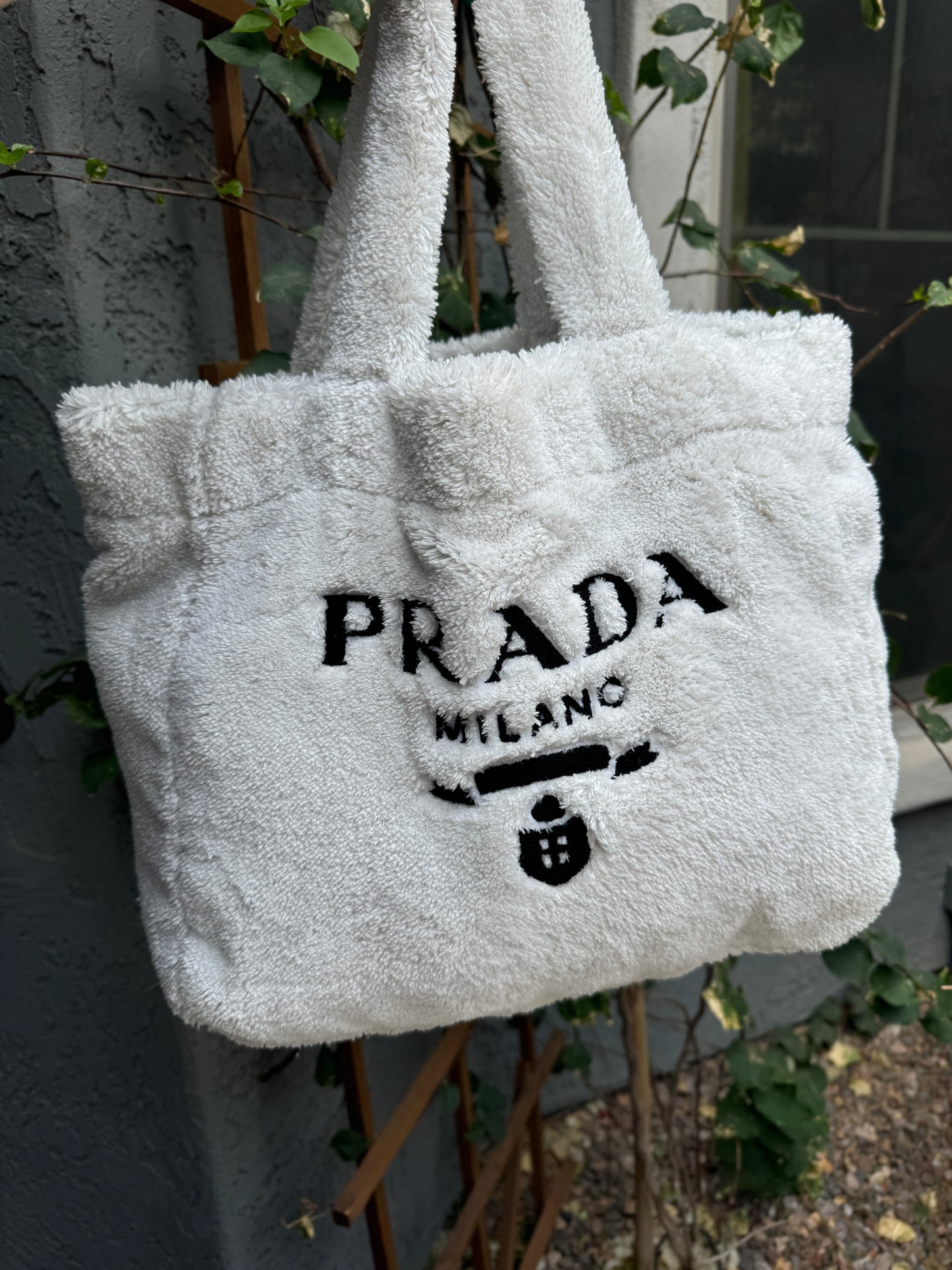Prada Logo Terry Cloth Tote