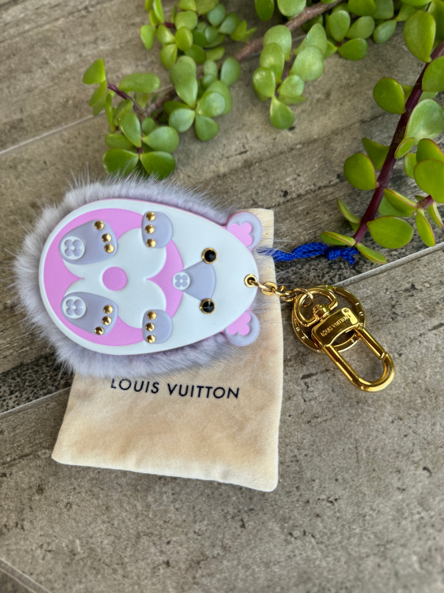 Louis Vuitton Porto Cle Hedgehog Keychain Mink Fur and Leather Bag Charm